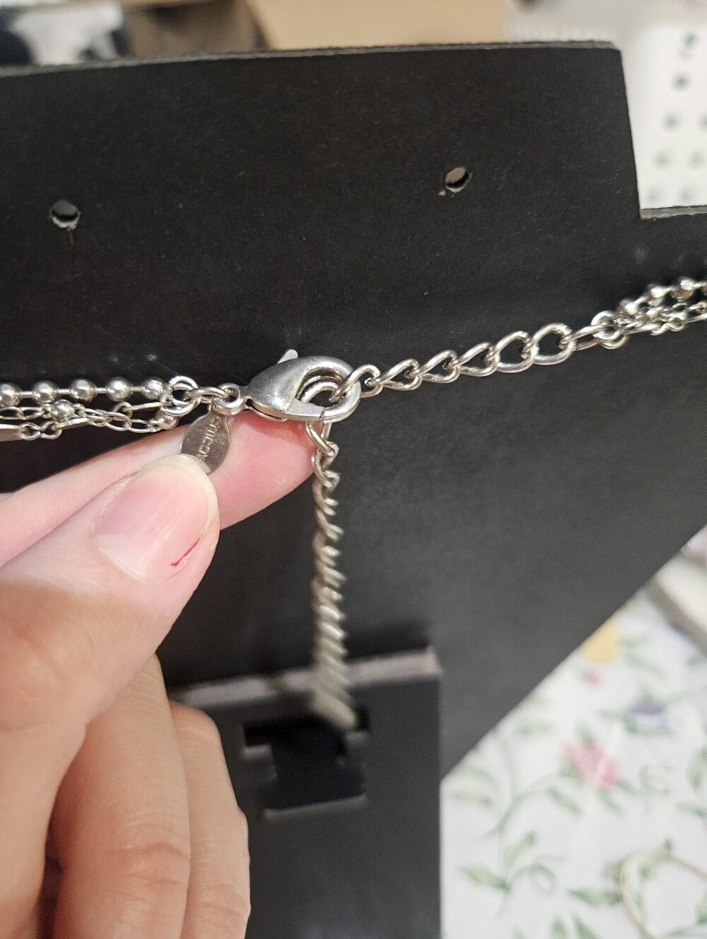 Chicos Multi-Strand Silver & Clear Statement Necklace - Picture 4 of 5